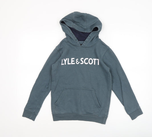 Lyle & Scott Boys Orion Blue Pullover Hoodie 8-9 Years Cotton Blend