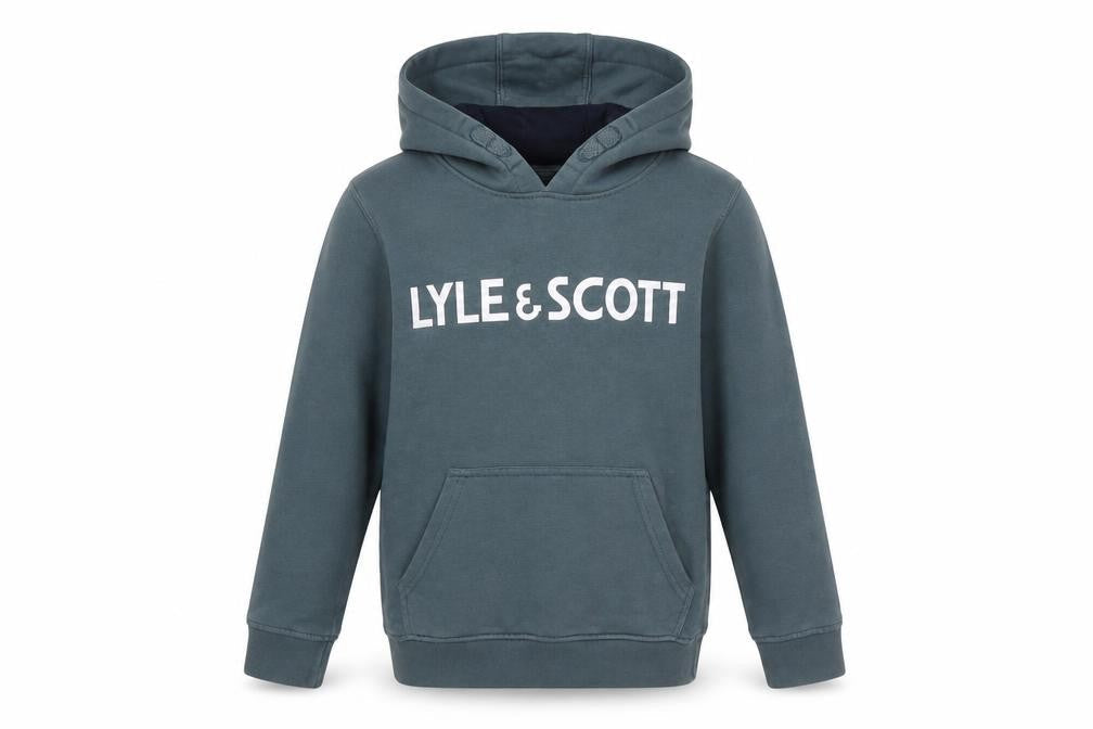 Lyle & Scott Boys Orion Blue Pullover Hoodie 8-9 Years Cotton Blend