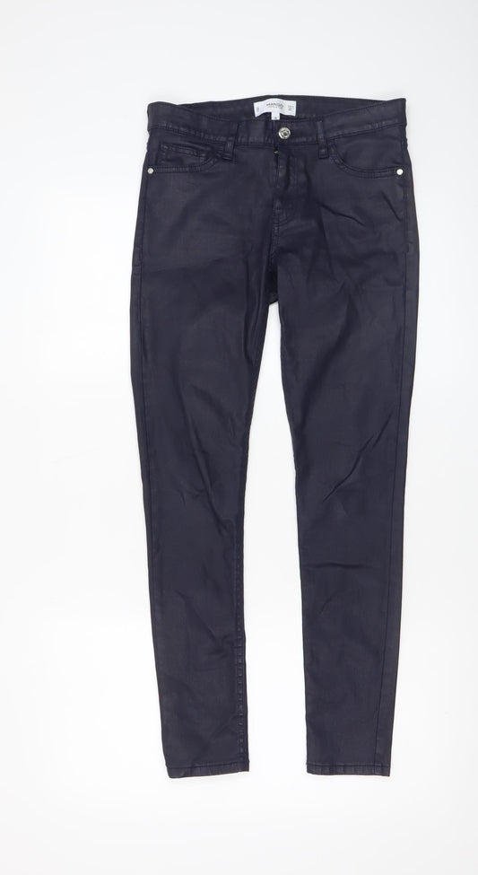 Mango Women Black Cotton Stretch Jegging Trousers Size 6