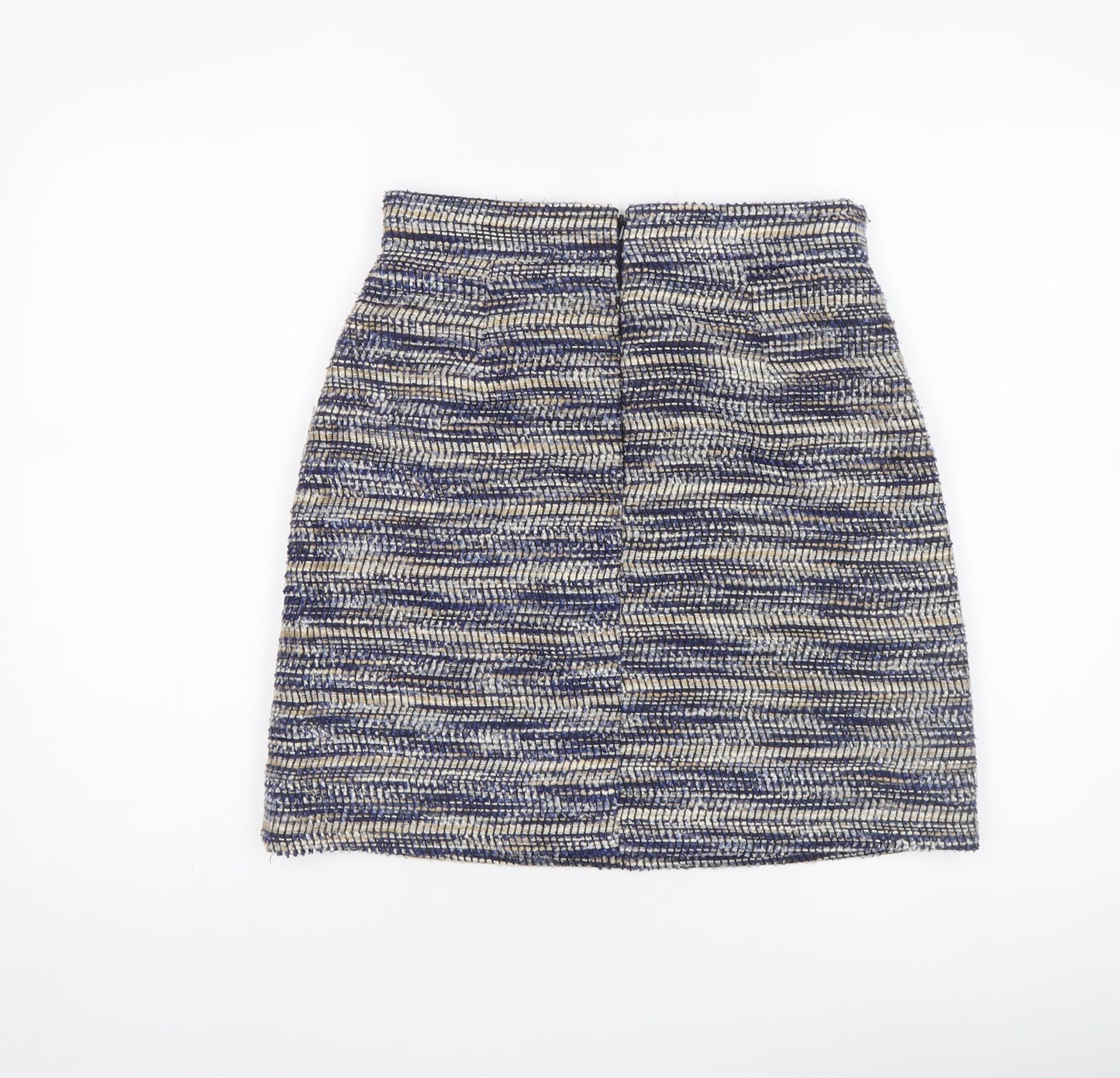 Warehouse Women Blue Tweed Straight Pencil Skirt Size 10
