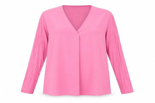 Front view of Dunnes Women’s Pink V-Neck Long Sleeve Tunic Blouse, size XL