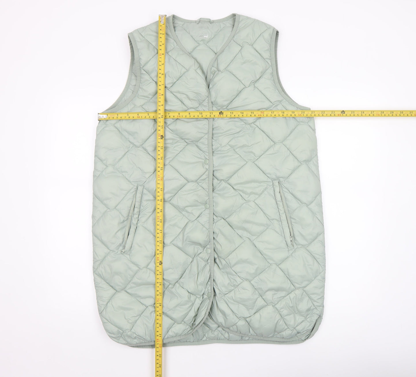 Junnes Store Women’s Green Quilted Long Waistcoat Size M
