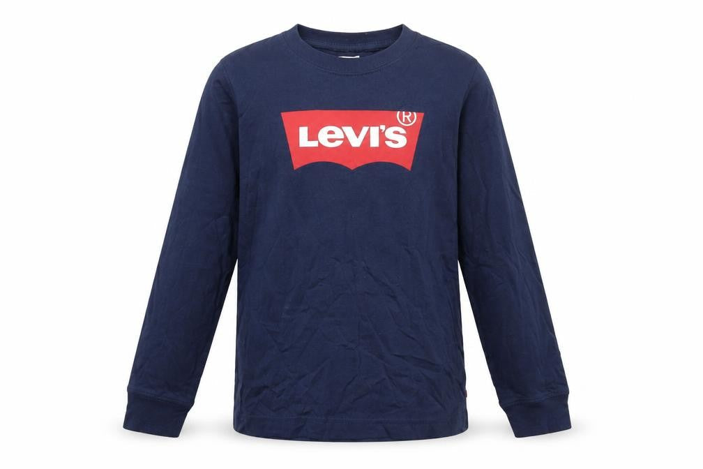 Levi's Boys Blue Long Sleeve Logo T-Shirt 8 Years Cotton Crew Neck