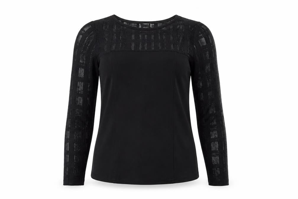 River Island Womens Black Long Sleeve Mesh Panel Blouse Size 10