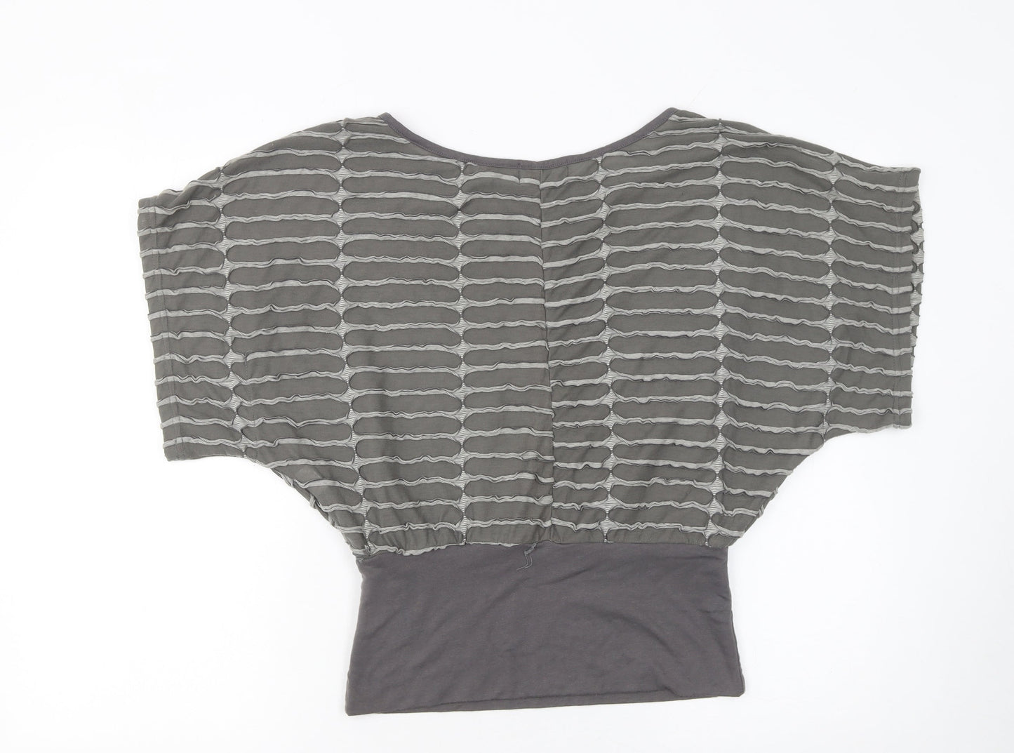 Apricot Women's Grey Cotton Blend Boat Neck Dolman Sleeve Jumper Size S