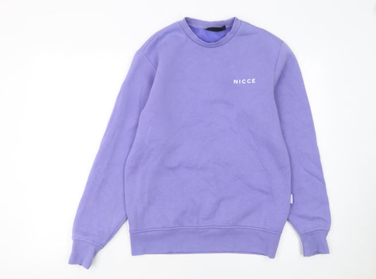 NICCE Men's Purple XS Pullover Sweatshirt Crew Neck Logo Fleece
