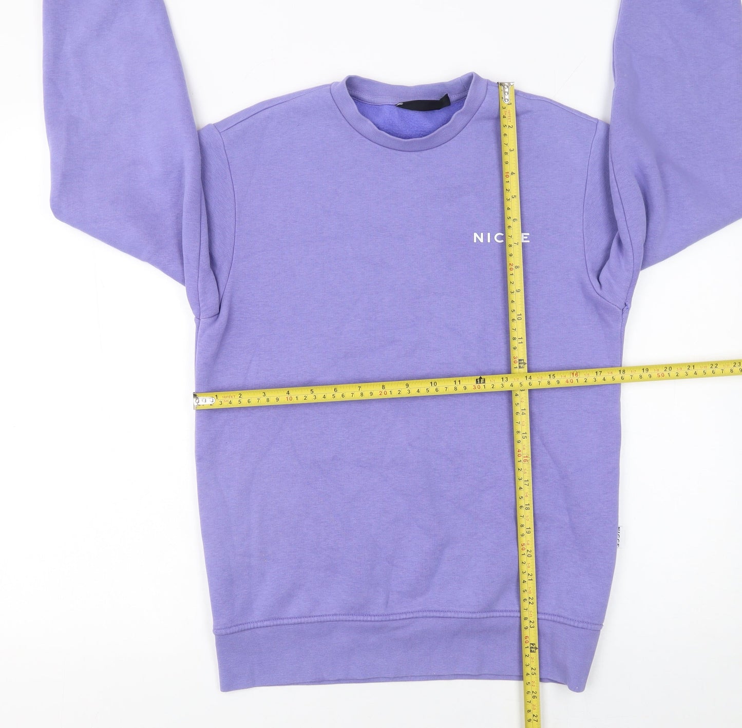 NICCE Men's Purple XS Pullover Sweatshirt Crew Neck Logo Fleece