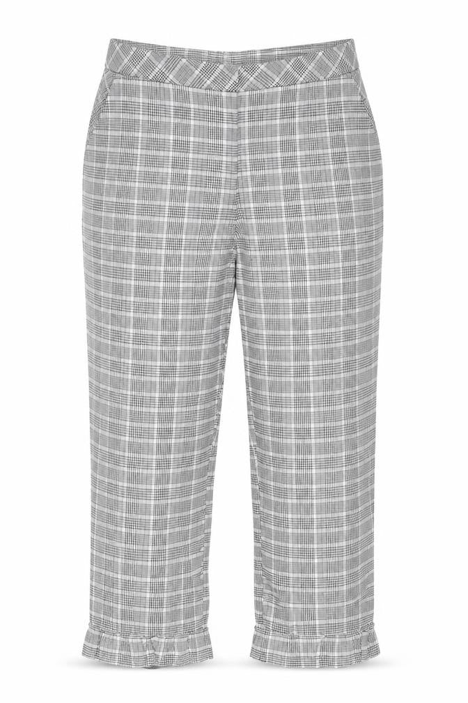 Topshop Women’s Grey Check Cropped Trousers Size 14