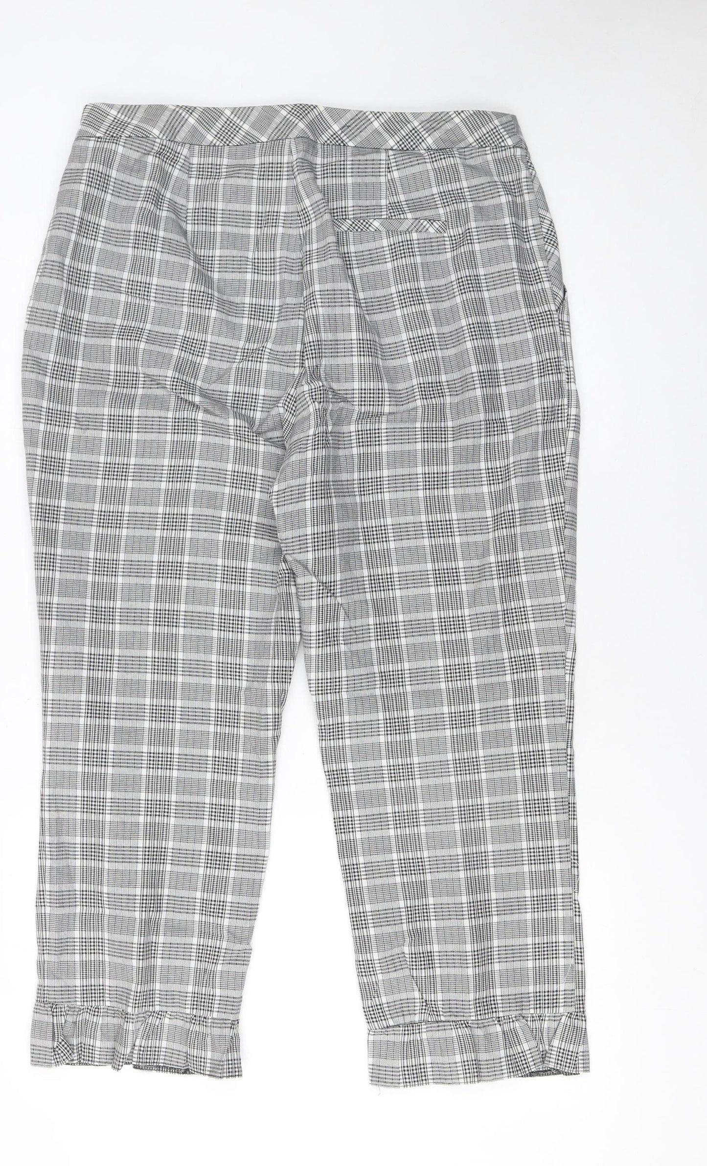 Topshop Women’s Grey Check Cropped Trousers Size 14
