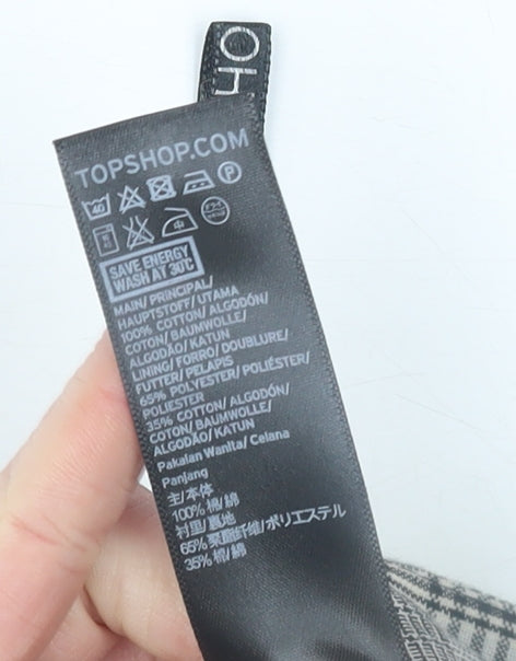 Topshop Women’s Grey Check Cropped Trousers Size 14