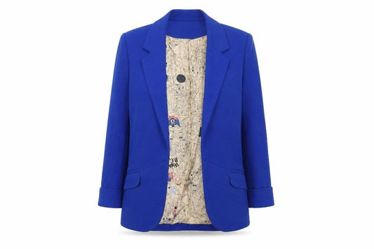 Maisy Womens Blue Single-Breasted Blazer Size 12 Viscose Blend