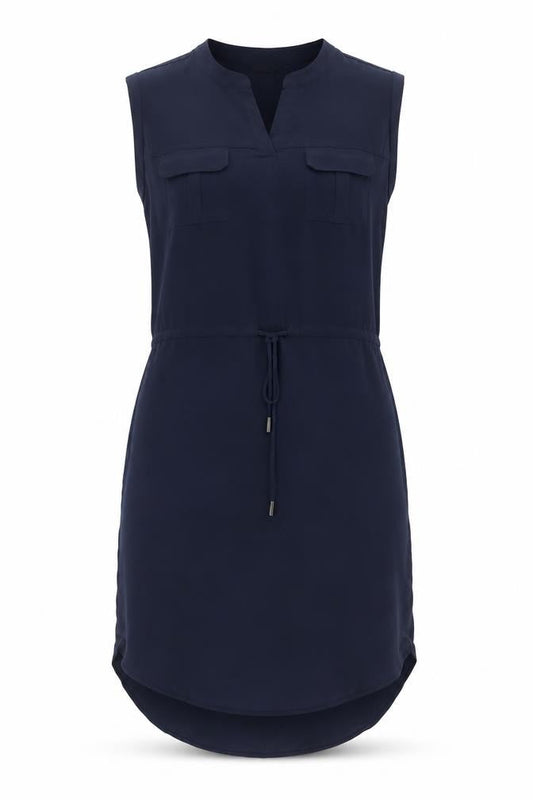 Only Women’s Blue Sleeveless Shirt Dress Size 10 Drawstring Waist