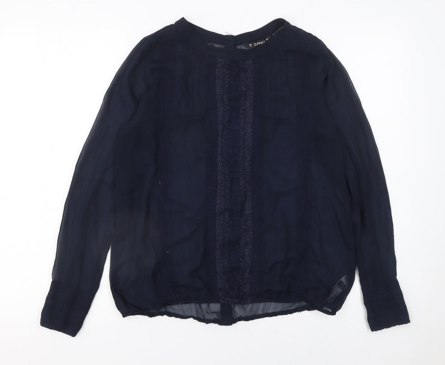 Dunnes Womens Blue Long Sleeve Chiffon Blouse Size 10