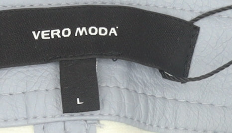 Vero Moda Women’s Grey Faux Leather Mini Skirt L Belted Pockets