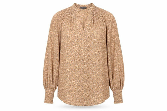Warehouse Womens Beige Floral Long Sleeve Blouse UK 8