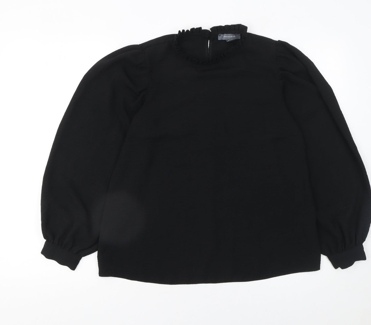 Primark Women’s Black Ruffle High Neck Long Sleeve Blouse Size 8