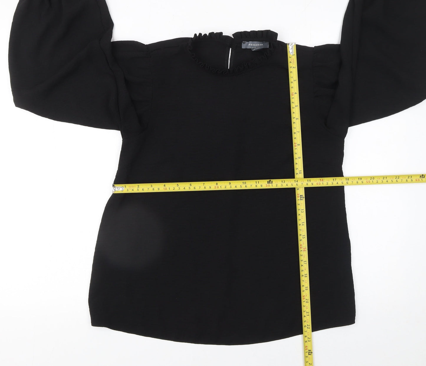 Primark Women’s Black Ruffle High Neck Long Sleeve Blouse Size 8