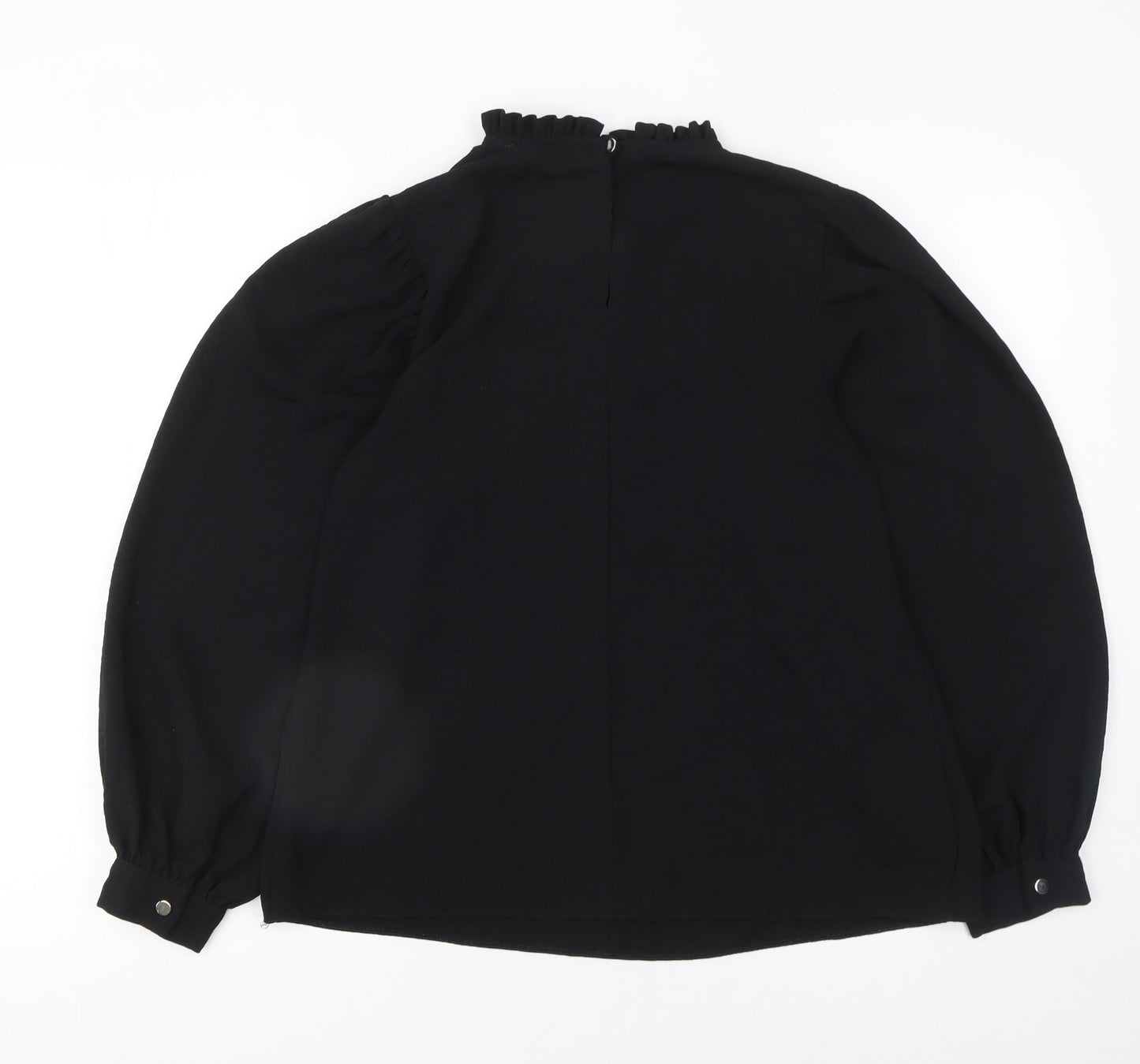Primark Women’s Black Ruffle High Neck Long Sleeve Blouse Size 8