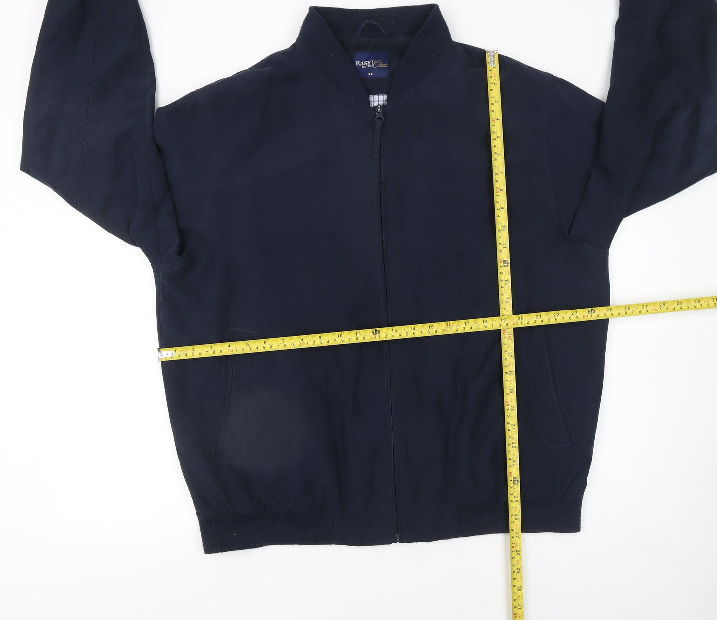 Easy Classics Men's Navy Blue XL Bomber Jacket Zip Polyester