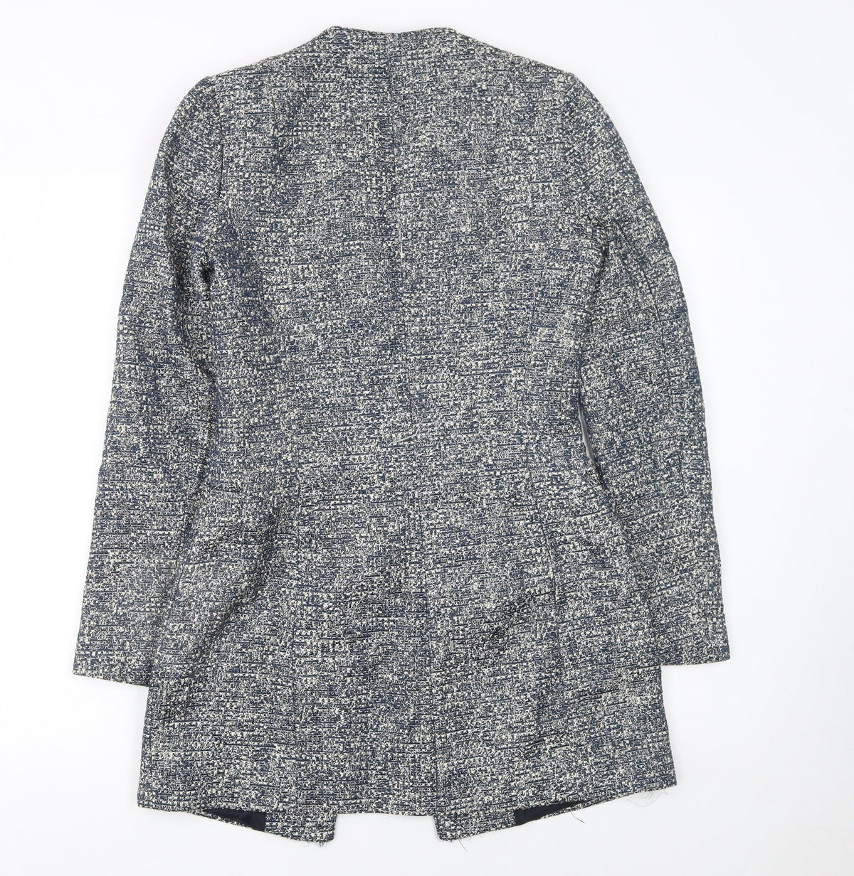 Zara Basic Women Grey Tweed Mid-Length One Button Blazer XS