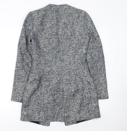 Zara Basic Women Grey Tweed Mid-Length One Button Blazer XS