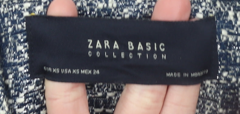 Zara Basic Women Grey Tweed Mid-Length One Button Blazer XS