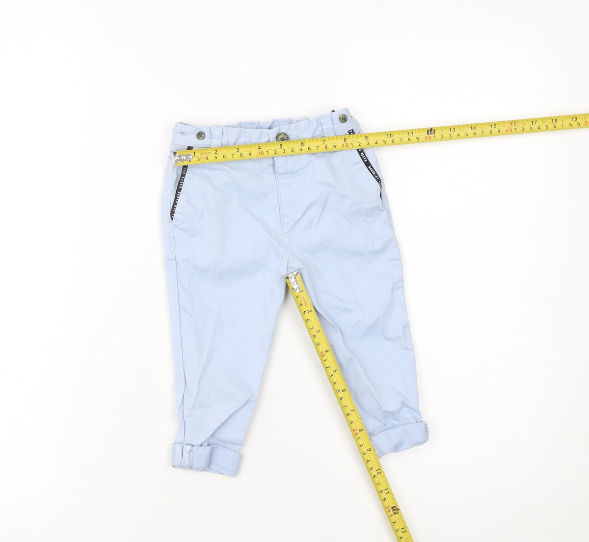 Ted Baker Boys Blue Khaki Trousers 9-12 Months Adjustable Waist Twill