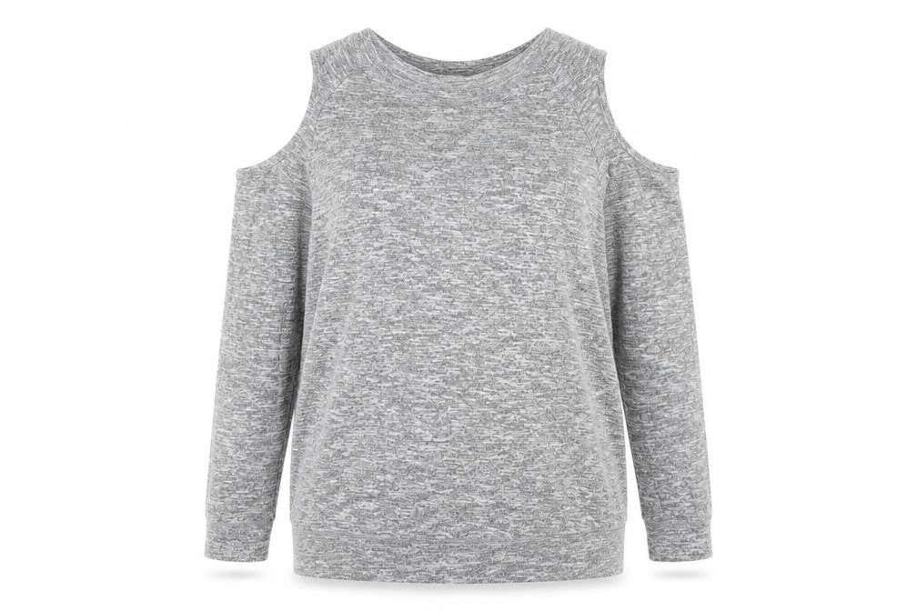 Matalan Womens Grey Cold Shoulder Knit Jumper Size 14