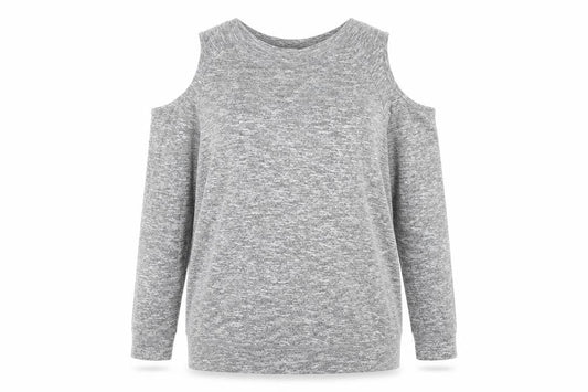 Matalan Womens Grey Cold Shoulder Knit Jumper Size 14