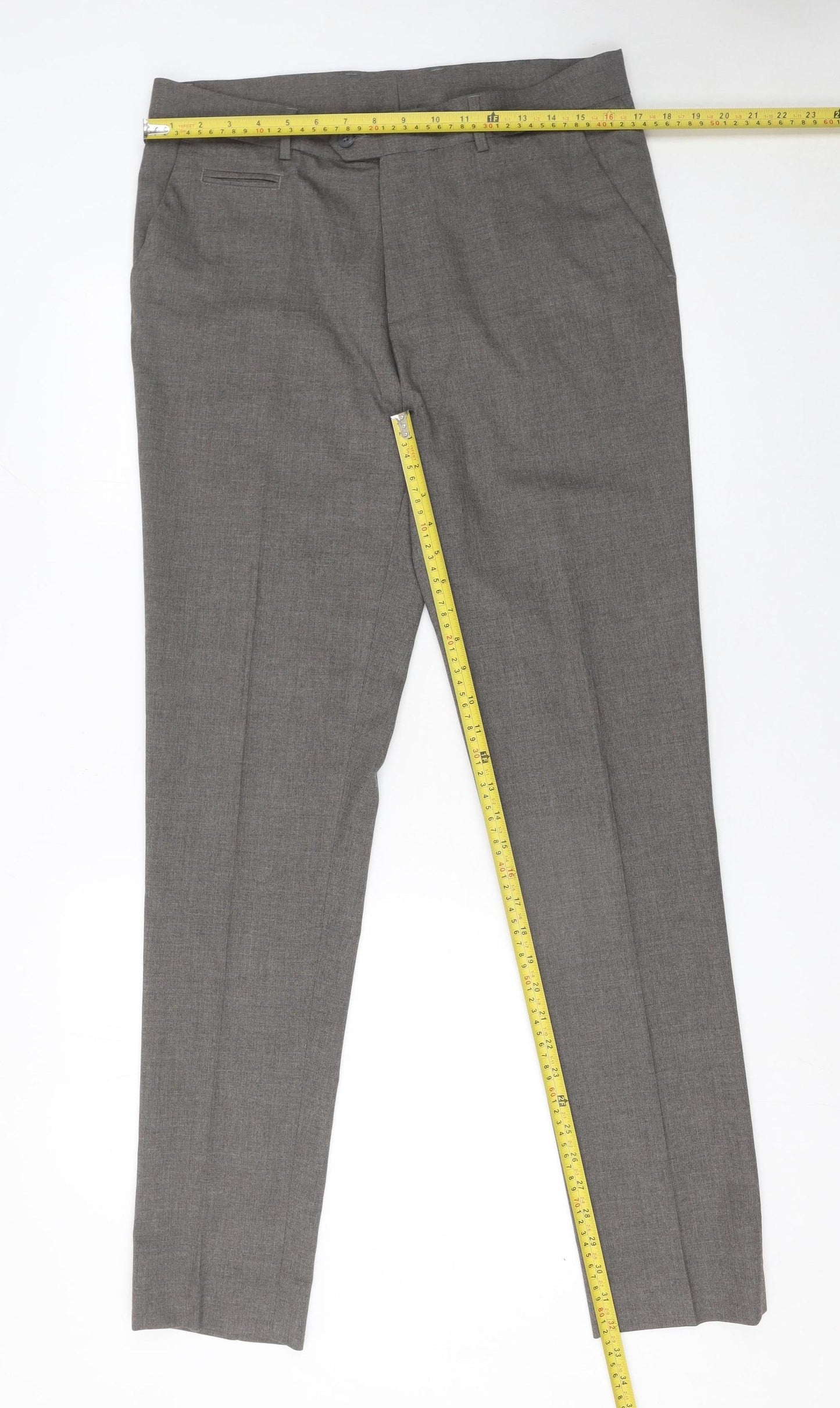 ASOS Men’s Grey Slim Fit Dress Pants 32W 34L Polyester Blend