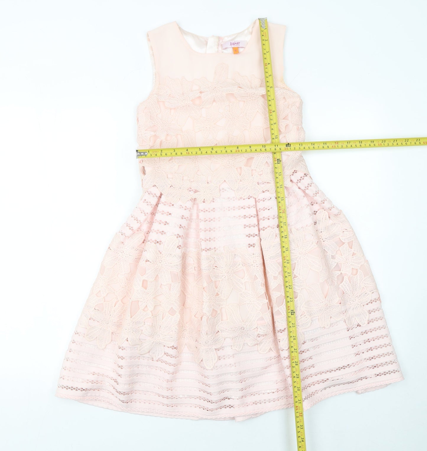 Ted Baker Girls Pink Lace Fit & Flare Party Dress Age 11 Years
