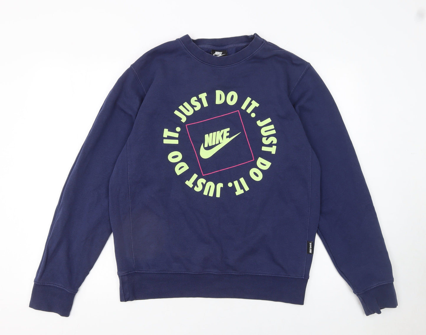 Nike Women's Blue Crew Neck Sweatshirt Small Graphic Print