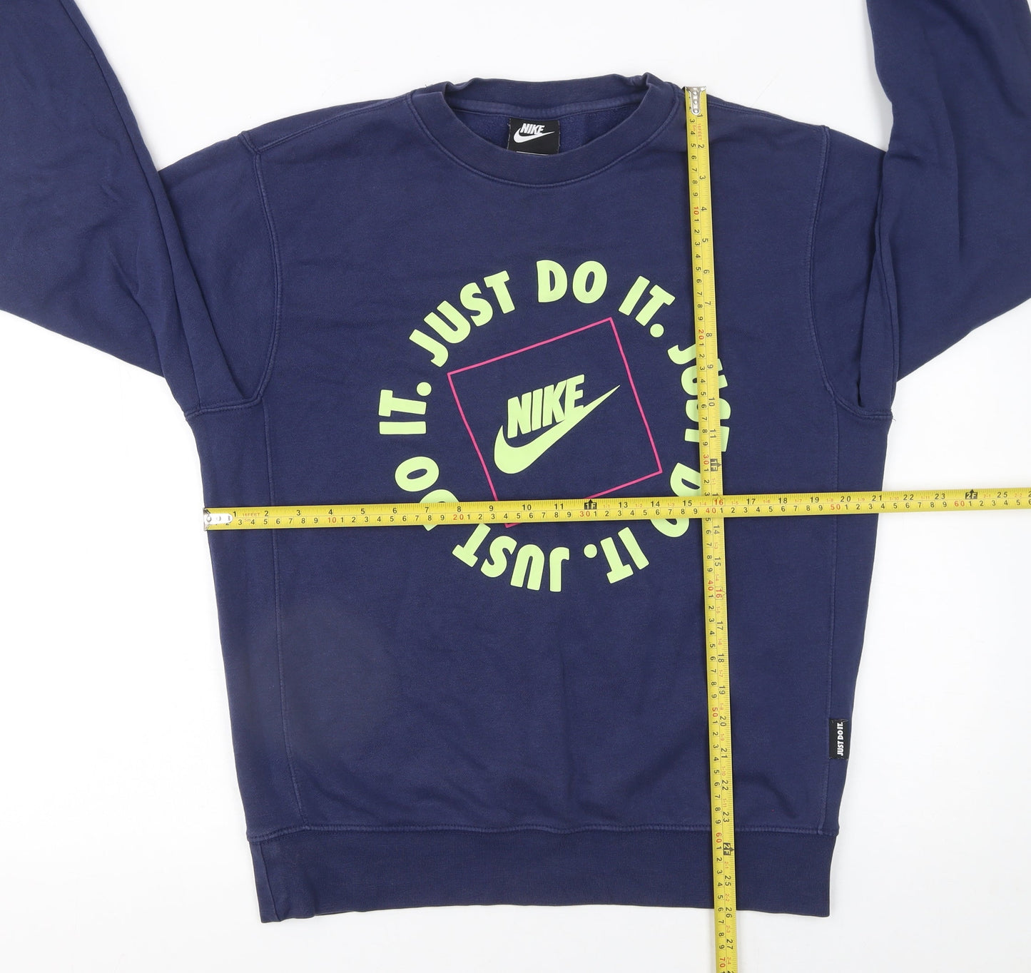 Nike Women's Blue Crew Neck Sweatshirt Small Graphic Print