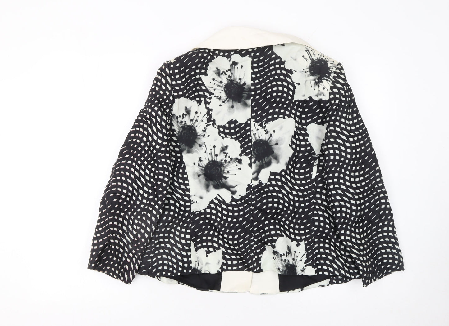Maria Coca Women's Black Floral Silk Blazer Size 16 Elegant Formal Jacket