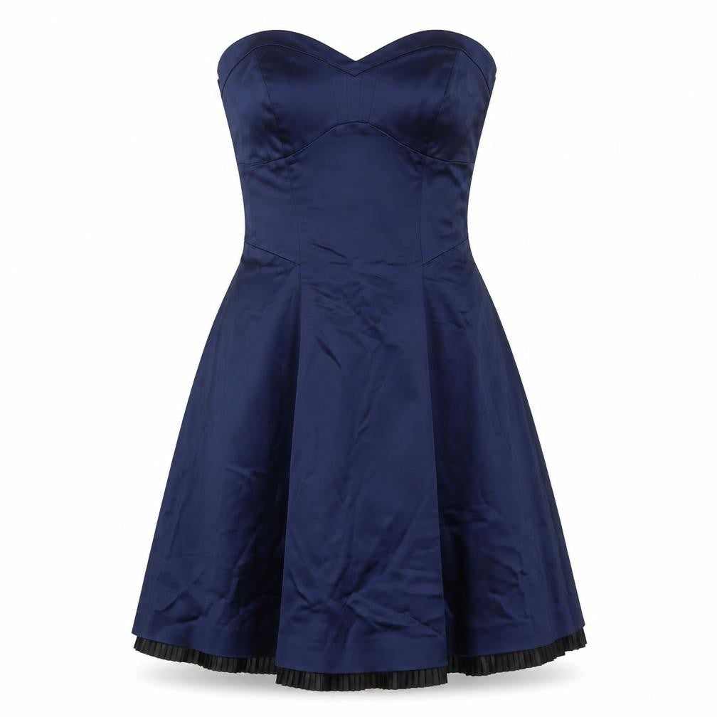 Coast Women Blue Strapless Fit & Flare Satin Dress Size 8