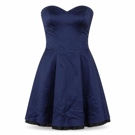 Coast Women Blue Strapless Fit & Flare Satin Dress Size 8