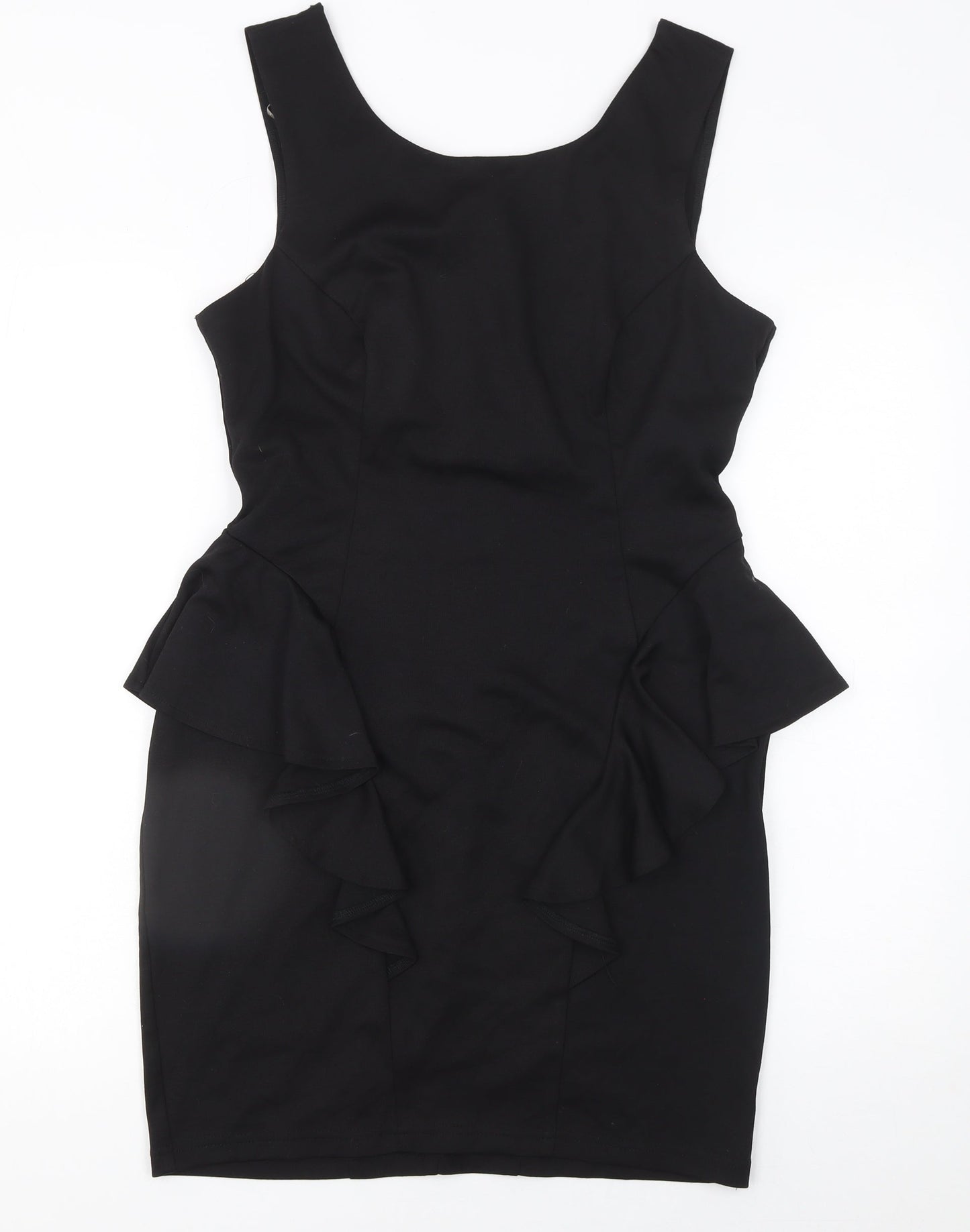 Lipsy Women Black Peplum Knee Length Party Dress Size 14