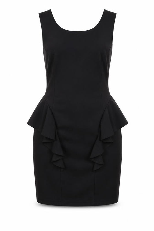Lipsy Women Black Peplum Knee Length Party Dress Size 14