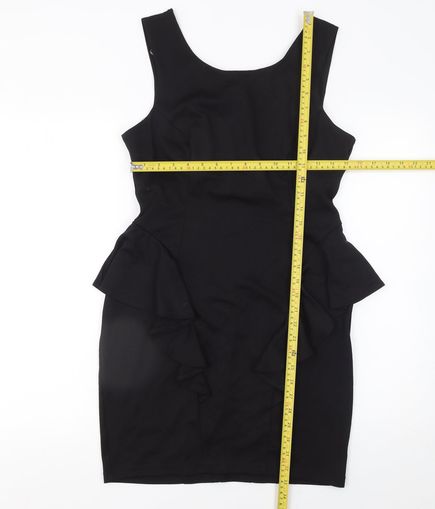 Lipsy Women Black Peplum Knee Length Party Dress Size 14