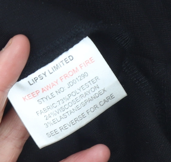 Lipsy Women Black Peplum Knee Length Party Dress Size 14