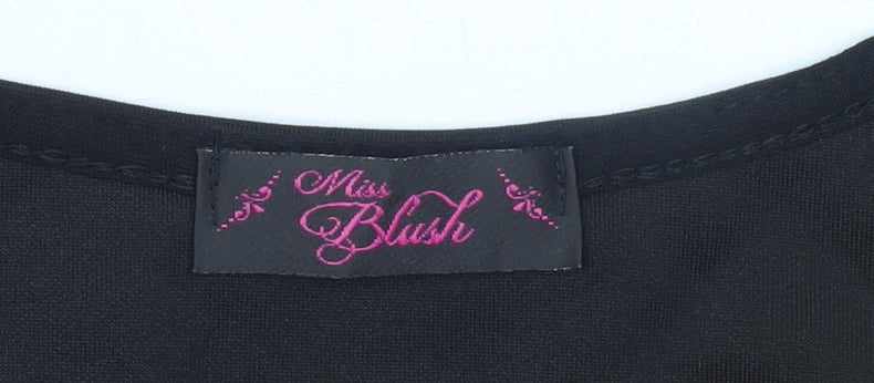 Miss Blush Women’s Black Gold Bodycon Dress Size 14 Long Sleeve Party