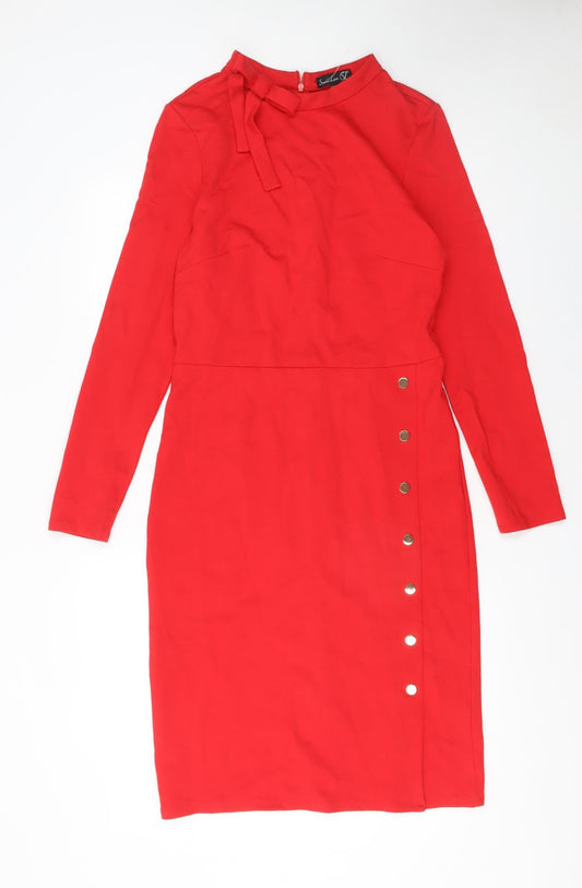 Smashed Lemon Womens Red Sheath Knee Length Dress Size 12