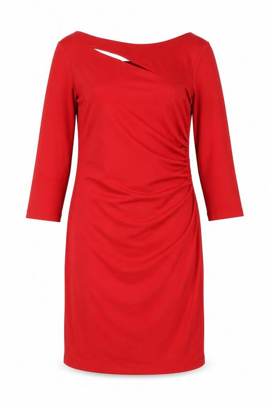 WithSleeves Women's Red Bodycon Asymmetric Knee Length Dress Size 10