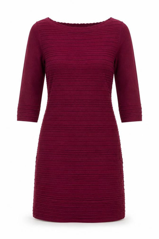 Monsoon Women Red Knit Shift Dress Size 10 3/4 Sleeve Classic Style