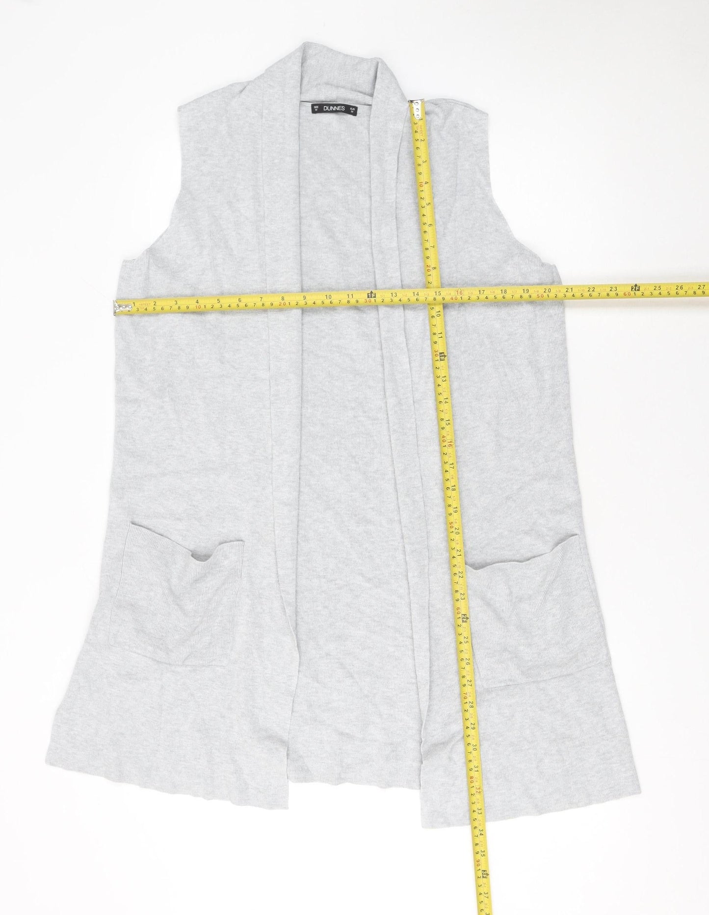Dunnes Stores Women Grey Sleeveless Open Cardigan Size 14