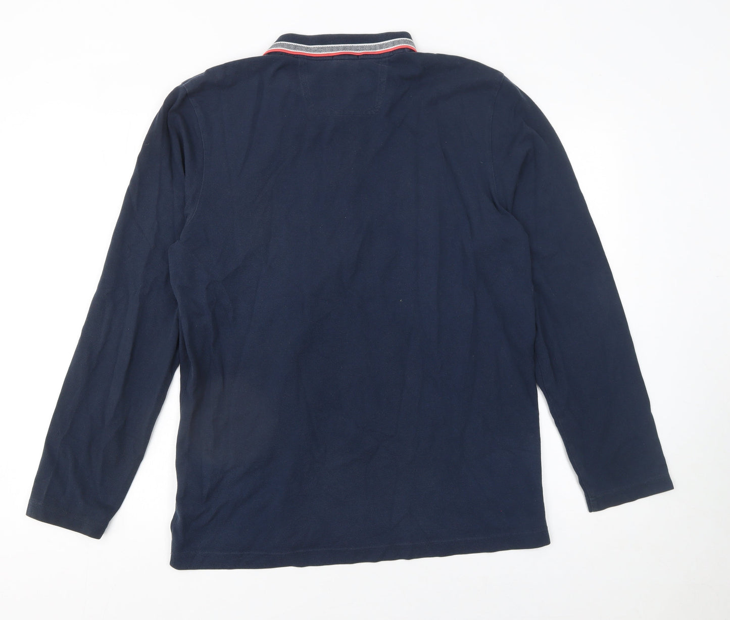 Hugo Boss Mens Blue Long Sleeve Cotton Polo Shirt XL Regular Fit