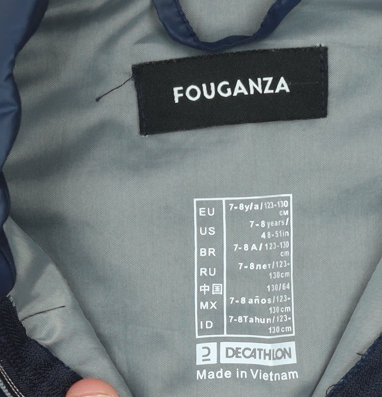 Fouganza Boys Blue 7-8 Years Softshell Riding Jacket - Lightweight Zip Activewear