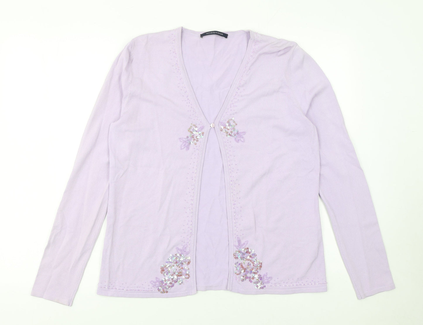 Windsmoor Womens Purple Embellished Viscose Cardigan Size S
