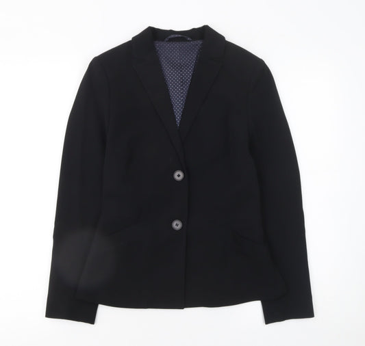 Jigsaw Women's Black Wool Blend Tailored Blazer UK 8