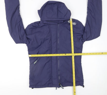 Superdry Women Blue Hooded Windbreaker Jacket Size S